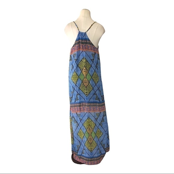 eight Sixty Easy Breezy Multicolor Tribal Print Maxi Dress Beads Collar Size S - Picture 3 of 10